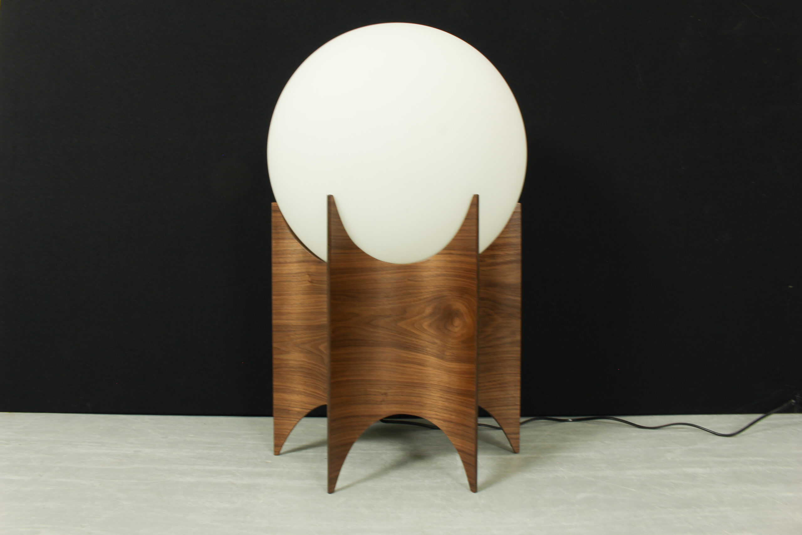 Vintage Globe Lampshade with Sculptural Wooden Base - Image 2