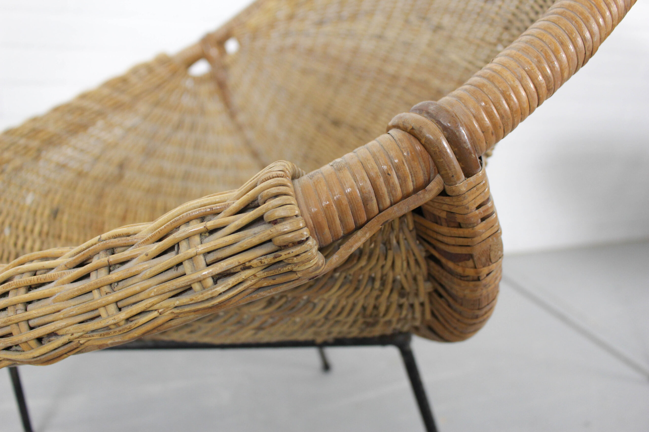 1950s Italian Rattan Basket Chairs & Matching Bistro Table Set - Image 16