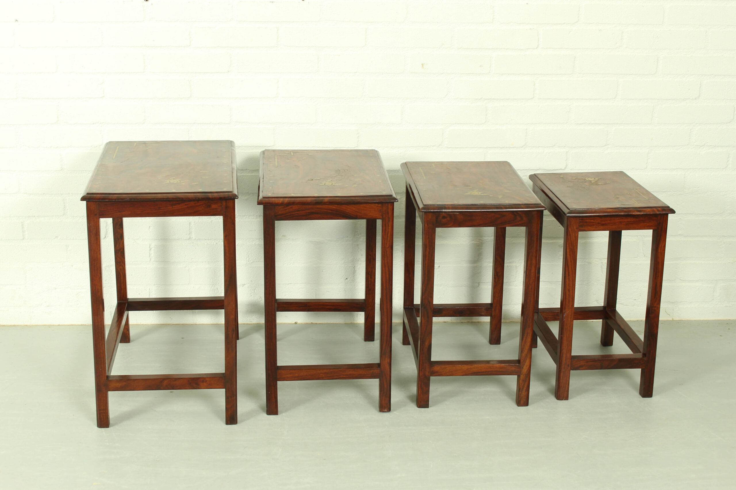 Italian Rosewood Nesting Tables with Copper Inlay - Image 10