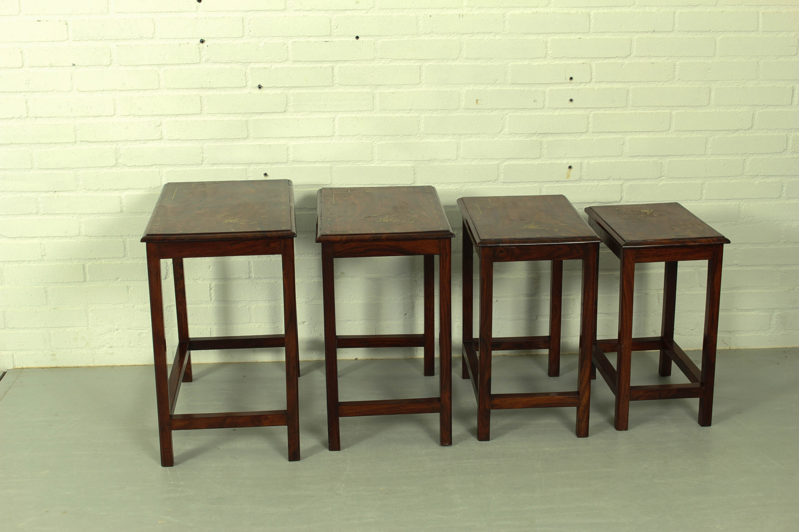 Italian Rosewood Nesting Tables with Copper Inlay - Image 8