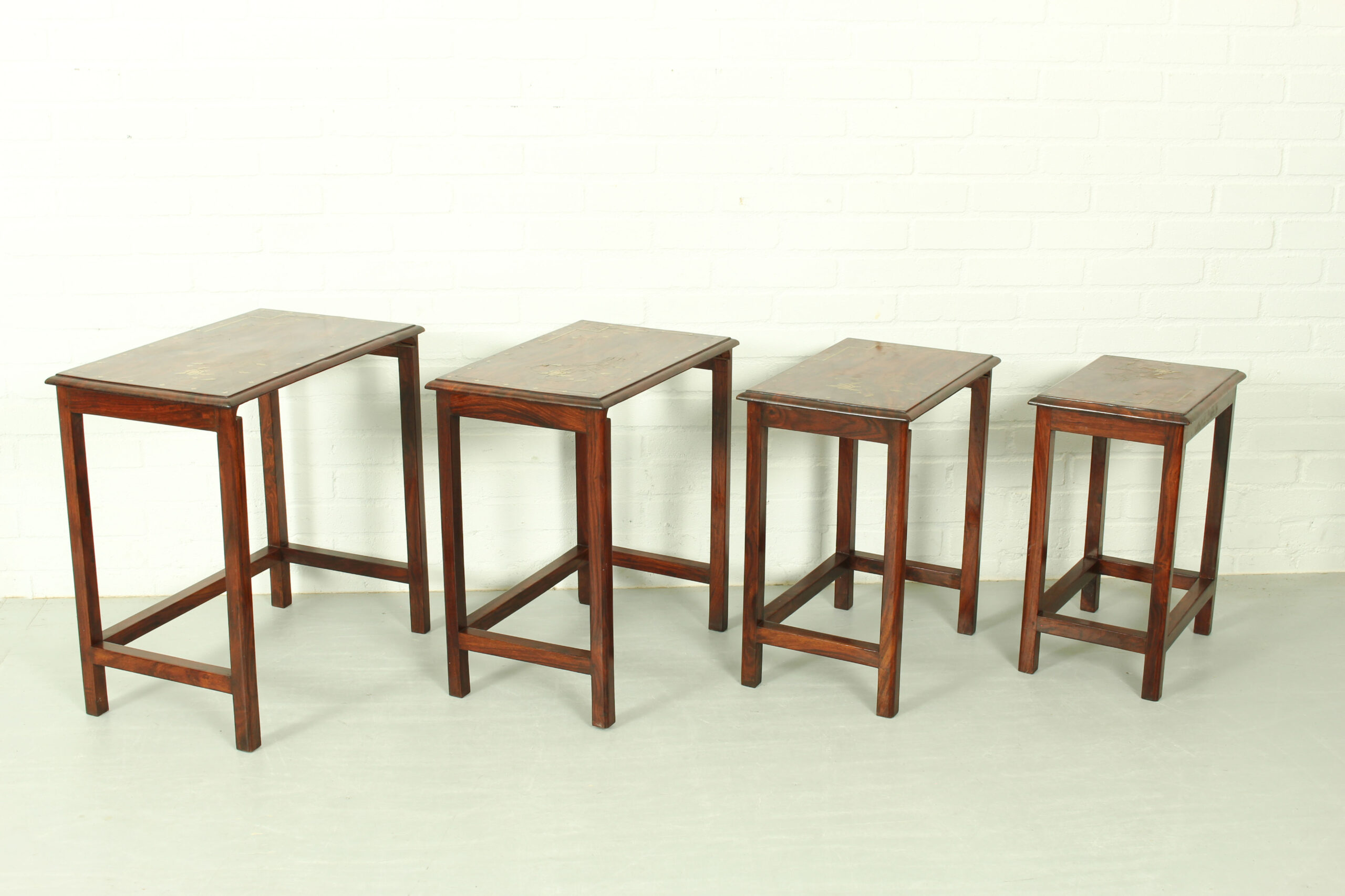 Italian Rosewood Nesting Tables with Copper Inlay - Image 7