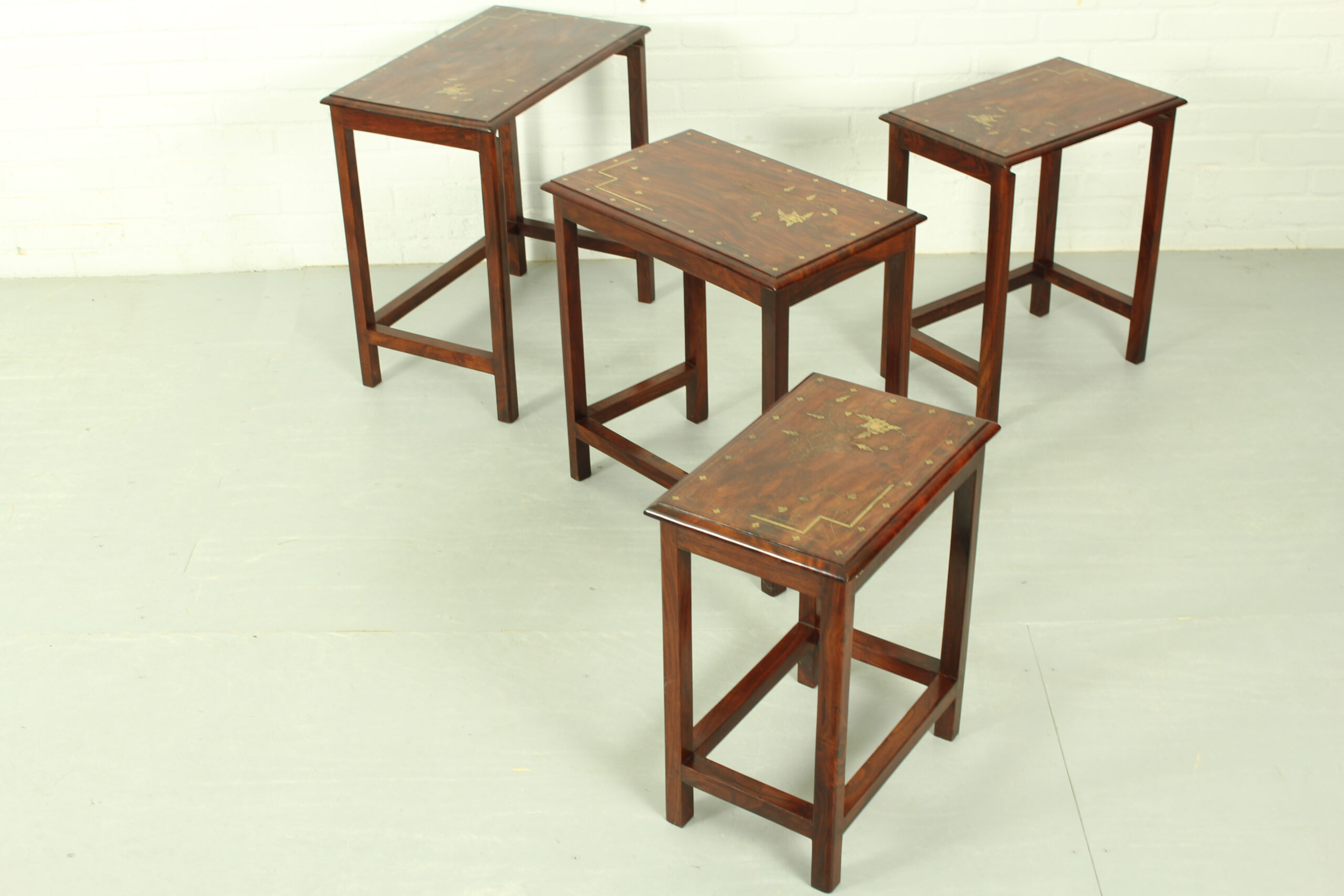 Italian Rosewood Nesting Tables with Copper Inlay - Image 6