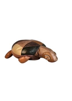 Vintage Leather Turtle Footstool, 1970s