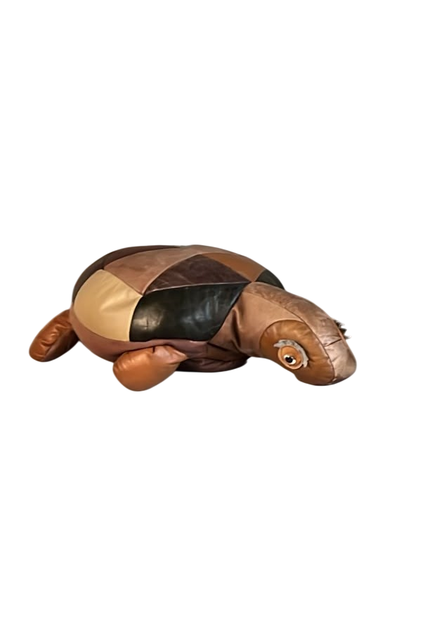 Vintage Leather Turtle Footstool, 1970s