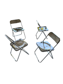 Set of Four Plia Folding Chairs by Giancarlo Piretti for Castelli, Italy, 1967